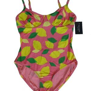 NWT Kate Spade Cut-Out Back One Piece Underwired Swimsuit Lemon Small S